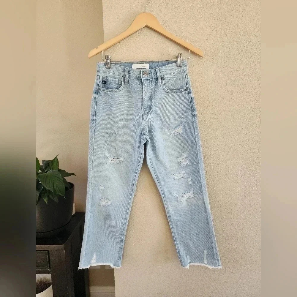 Kancan High Rise straight fit ankle jeans in light wash